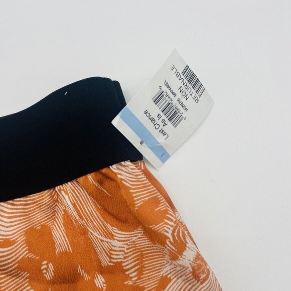 Open Edit Womens Plus Size 2X Elastic Waist Satin Shorts Orange Ivory Daisy 160 - Picture 5 of 8